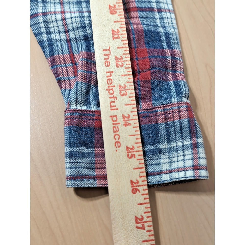Lucky Brand Men's Lg Plaid Red White Blue Long Sleeve Button Down Shirt Cotton - Picture 8 of 16